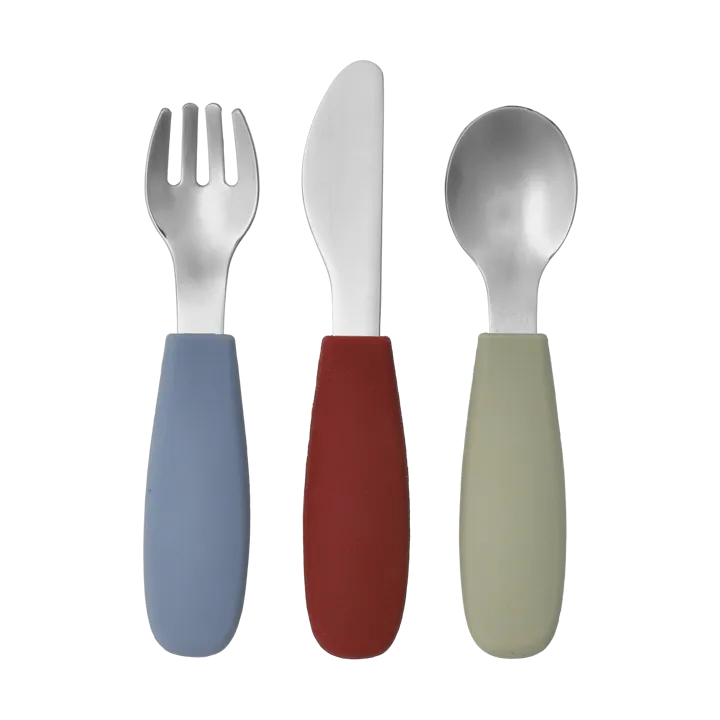 Dine cutlery set silicone 3 pieces - Green-Blue - Scandi Living