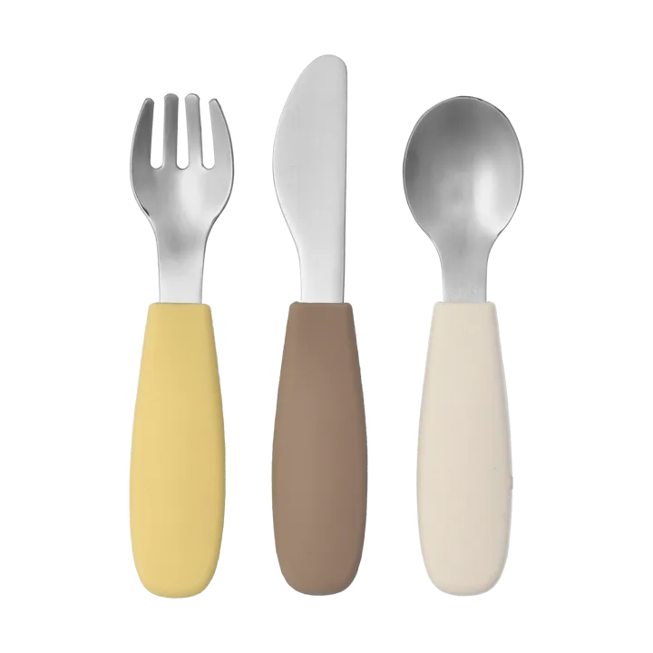Dine cutlery set silicone 3 pieces - Taupe - Scandi Living
