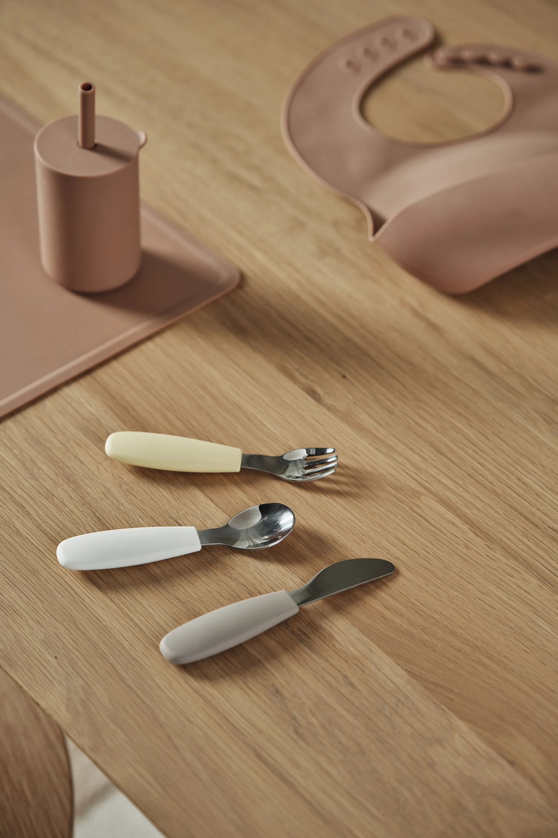 Dine cutlery set silicone 3 pieces, Taupe Scandi Living