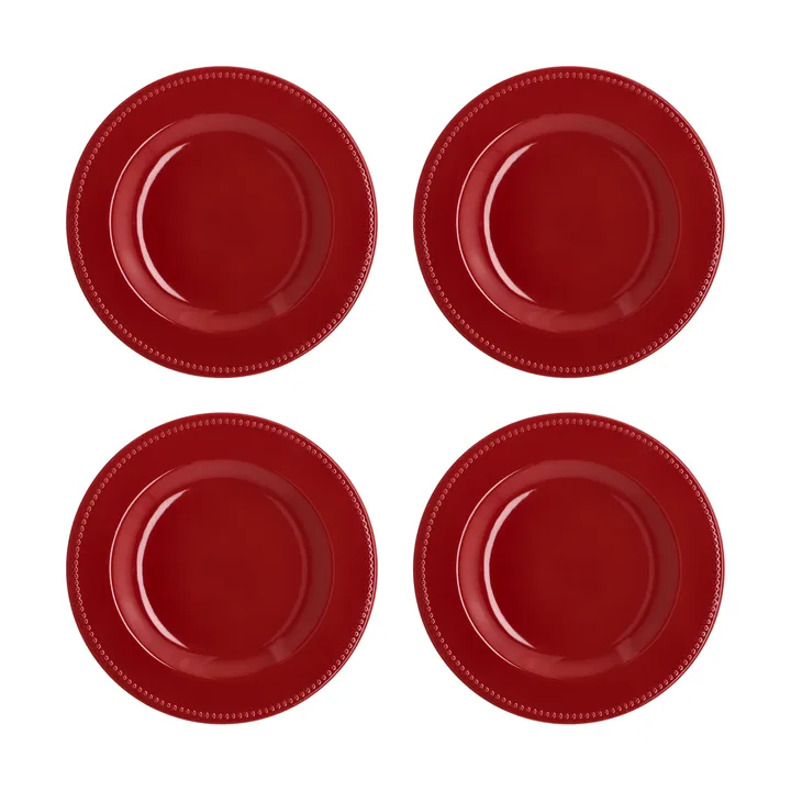 Dots plate 28 cm 4-pack - Red - Scandi Living