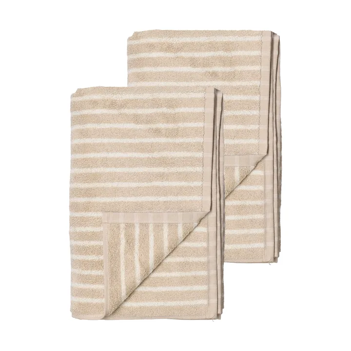 Drift bath towels 100x150 cm 2-pack - Beige-white - Scandi Living