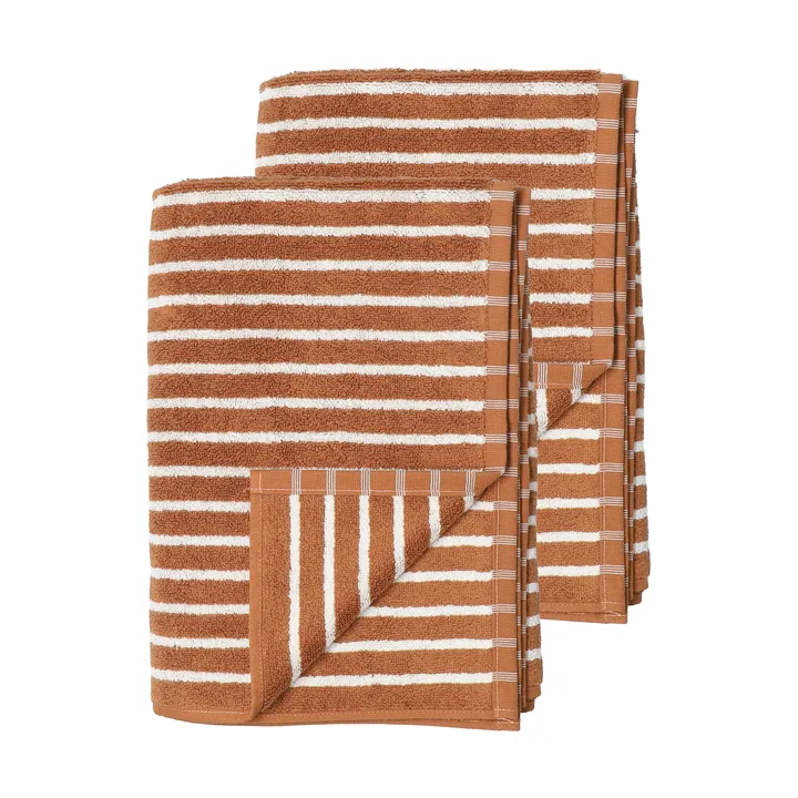 Drift bath towels 100x150 cm 2-pack - Brown-white - Scandi Living