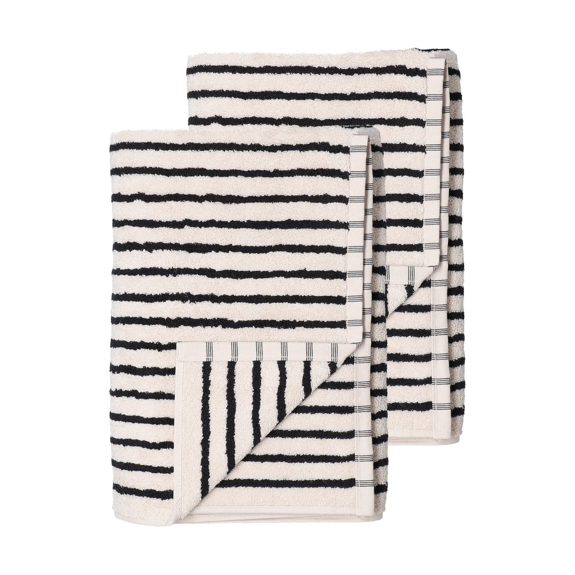 Drift bath towels 100x150 cm 2-pack - White-black,  Scandi Living