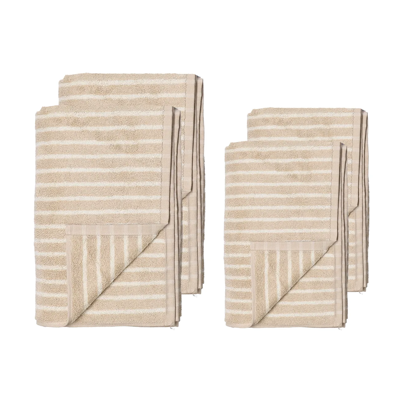 Drift towel set 4 pieces - Beige-white,  Scandi Living