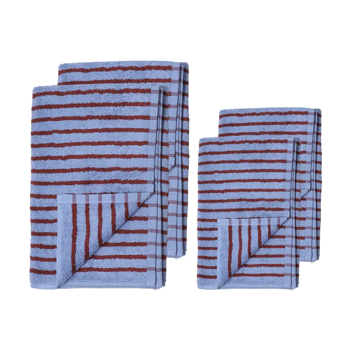 Drift towel set 4 pieces - Blue-red - Scandi Living