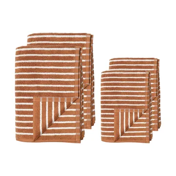Drift towel set 4 pieces - Brown-white - Scandi Living
