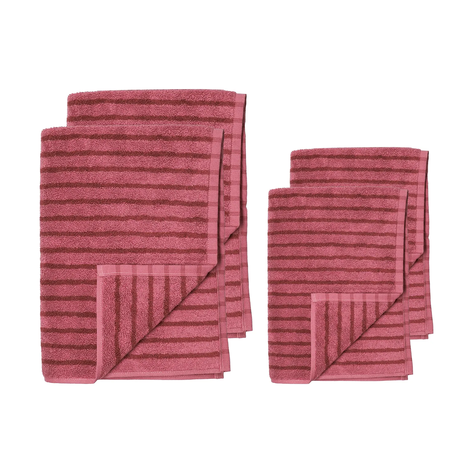 Drift towel set 4 pieces - Pink-red,  Scandi Living