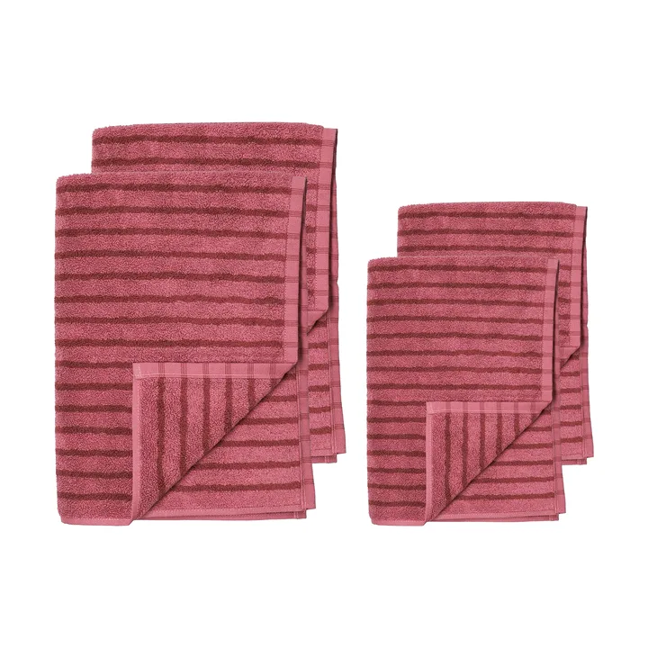 Drift towel set 4 pieces - Pink-red - Scandi Living