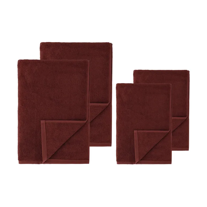 Drift towel set 4 pieces - Red - Scandi Living