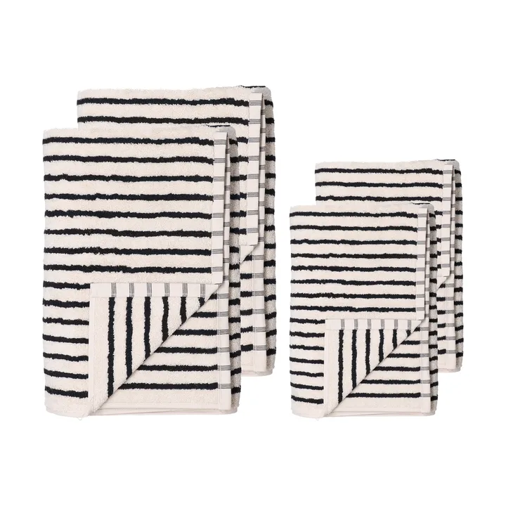 Drift towel set 4 pieces - White-black - Scandi Living