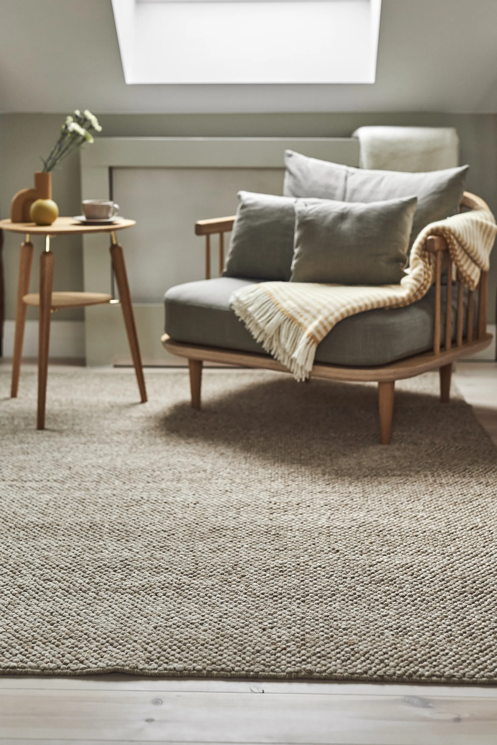 Flock wool carpet beige, 200x300 cm Scandi Living
