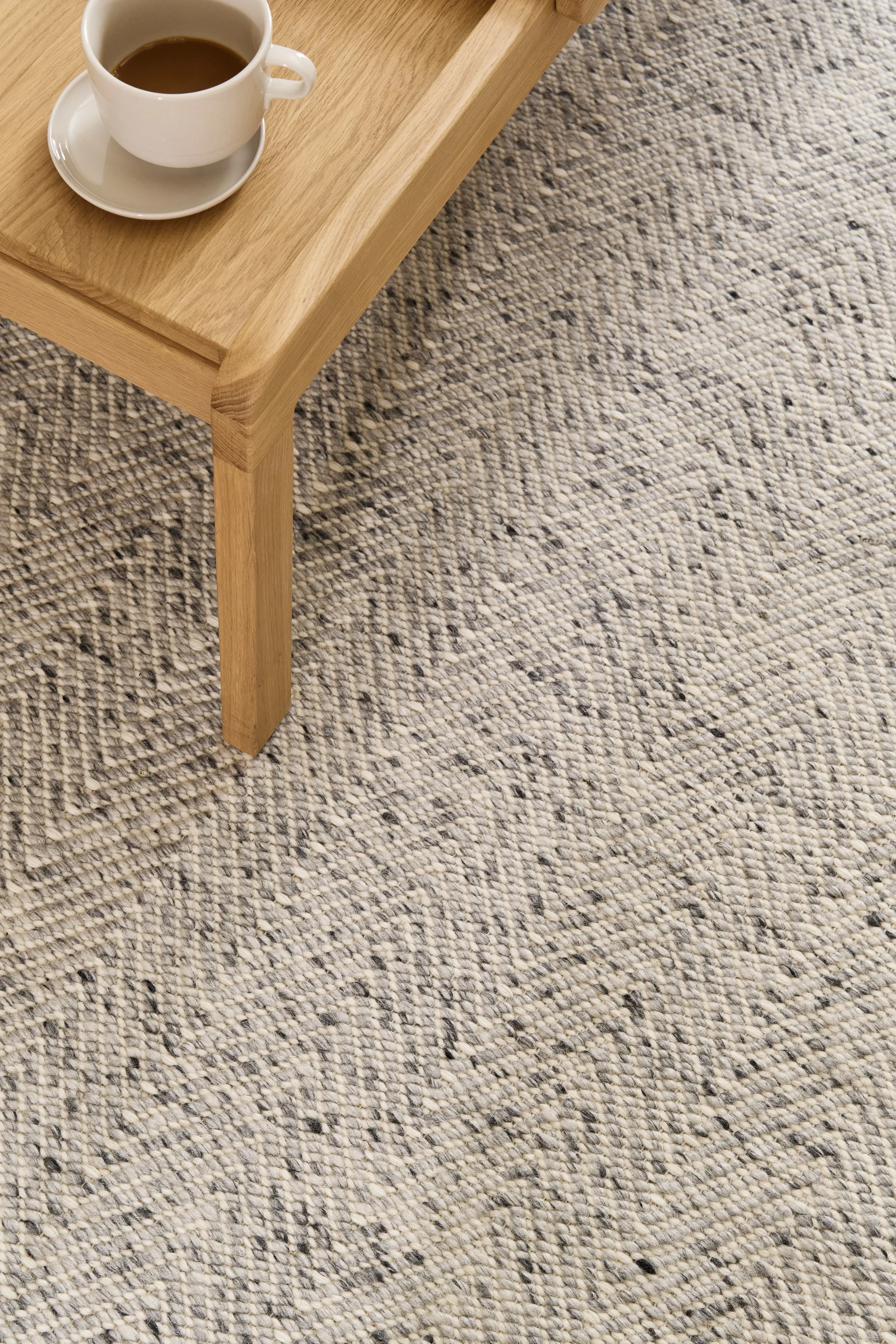 Furrow wool rug natural white/grey, 200x300 cm Scandi Living