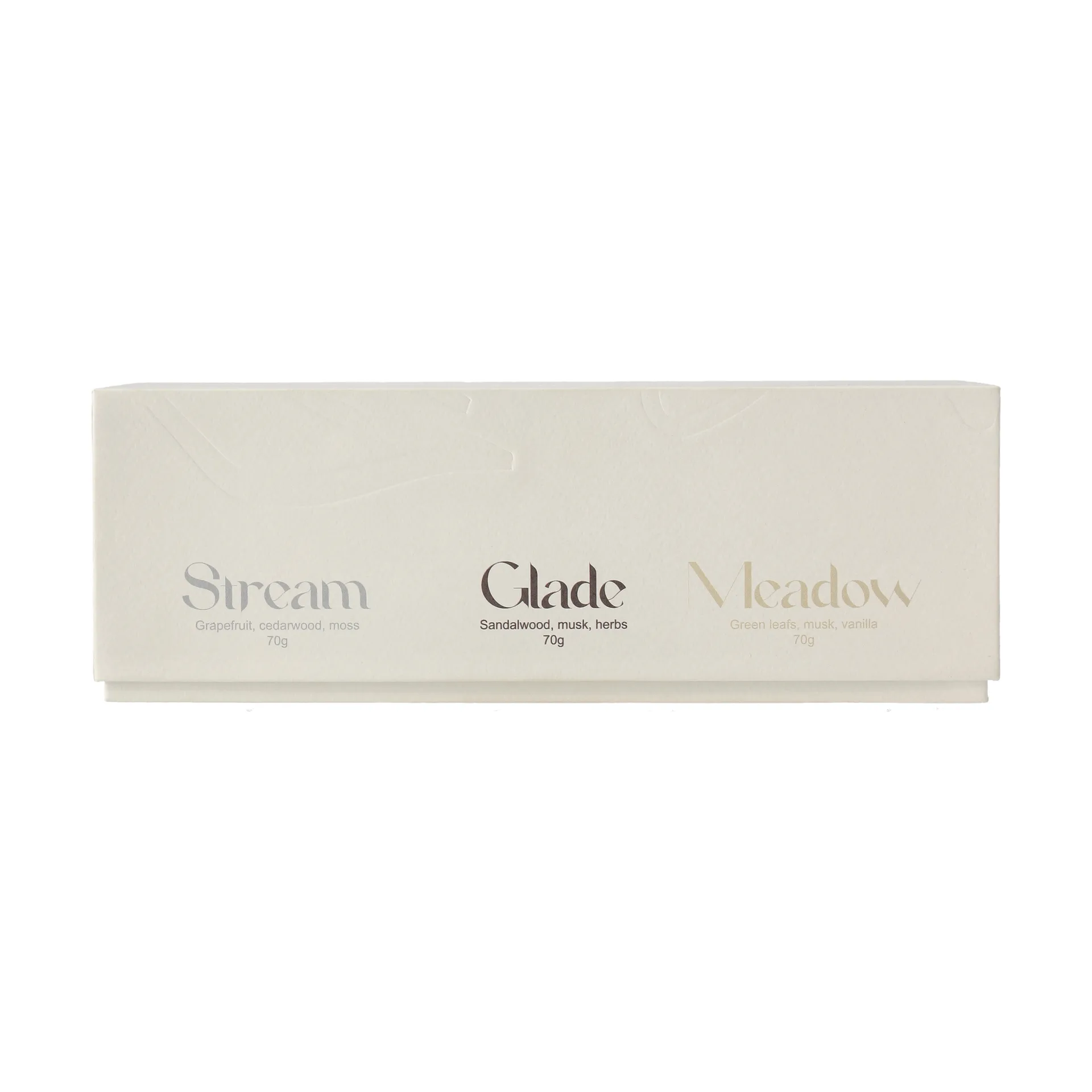 Gift wrap scented candle 70g 3-pack, Stream/Glade/Meadow Scandi Living