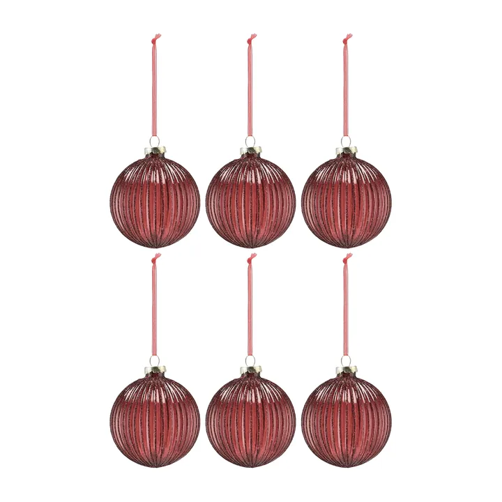 Holiday baubles 6-pack - Red - Scandi Living