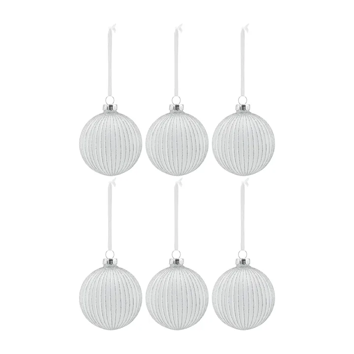 Holiday baubles 6-pack - White - Scandi Living