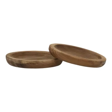 Hollow glass coaster Ø9 cm 4-pack - Acacia - Scandi Living