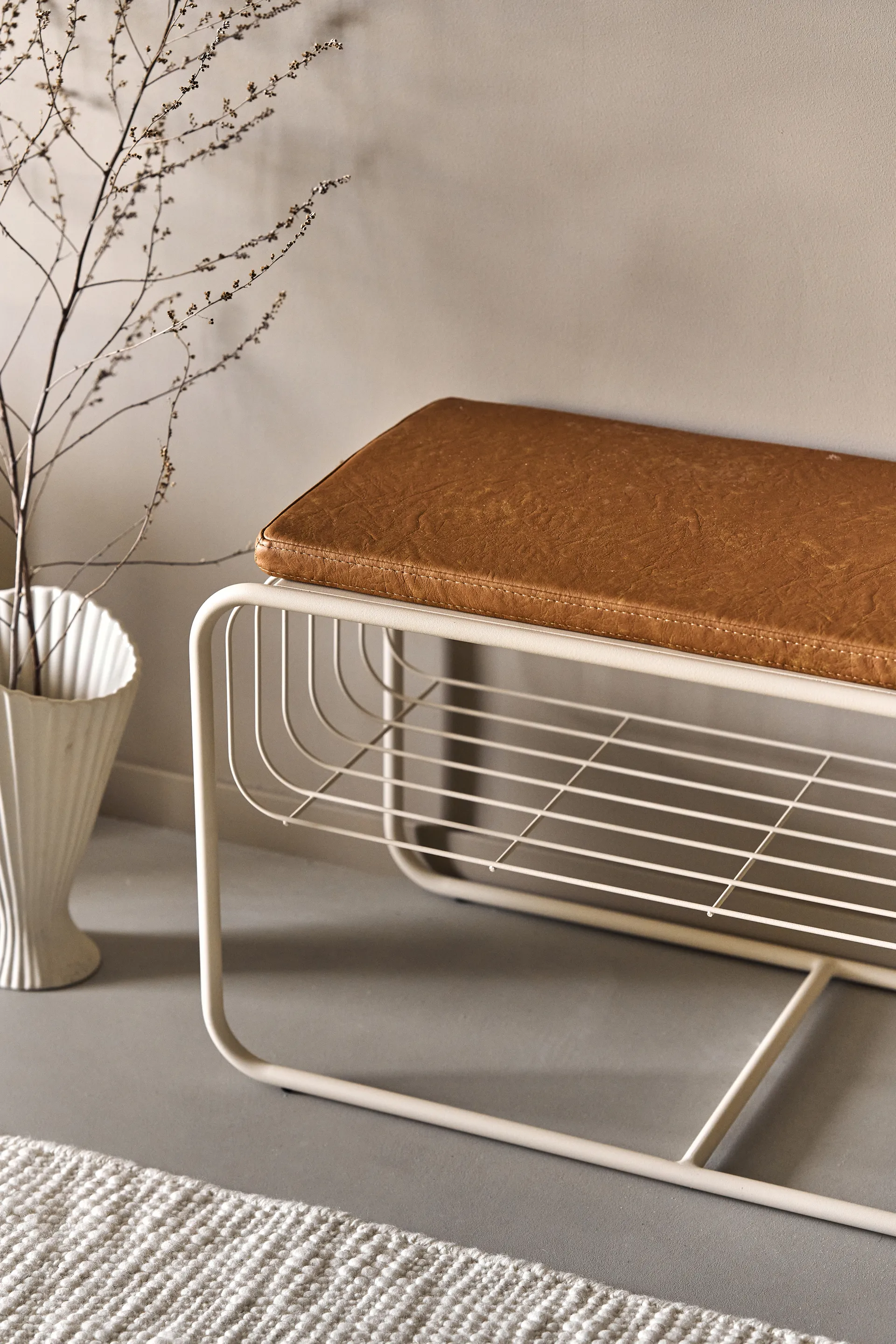 Nod bench/shoe rack 80x36x42 cm, Beige Scandi Living