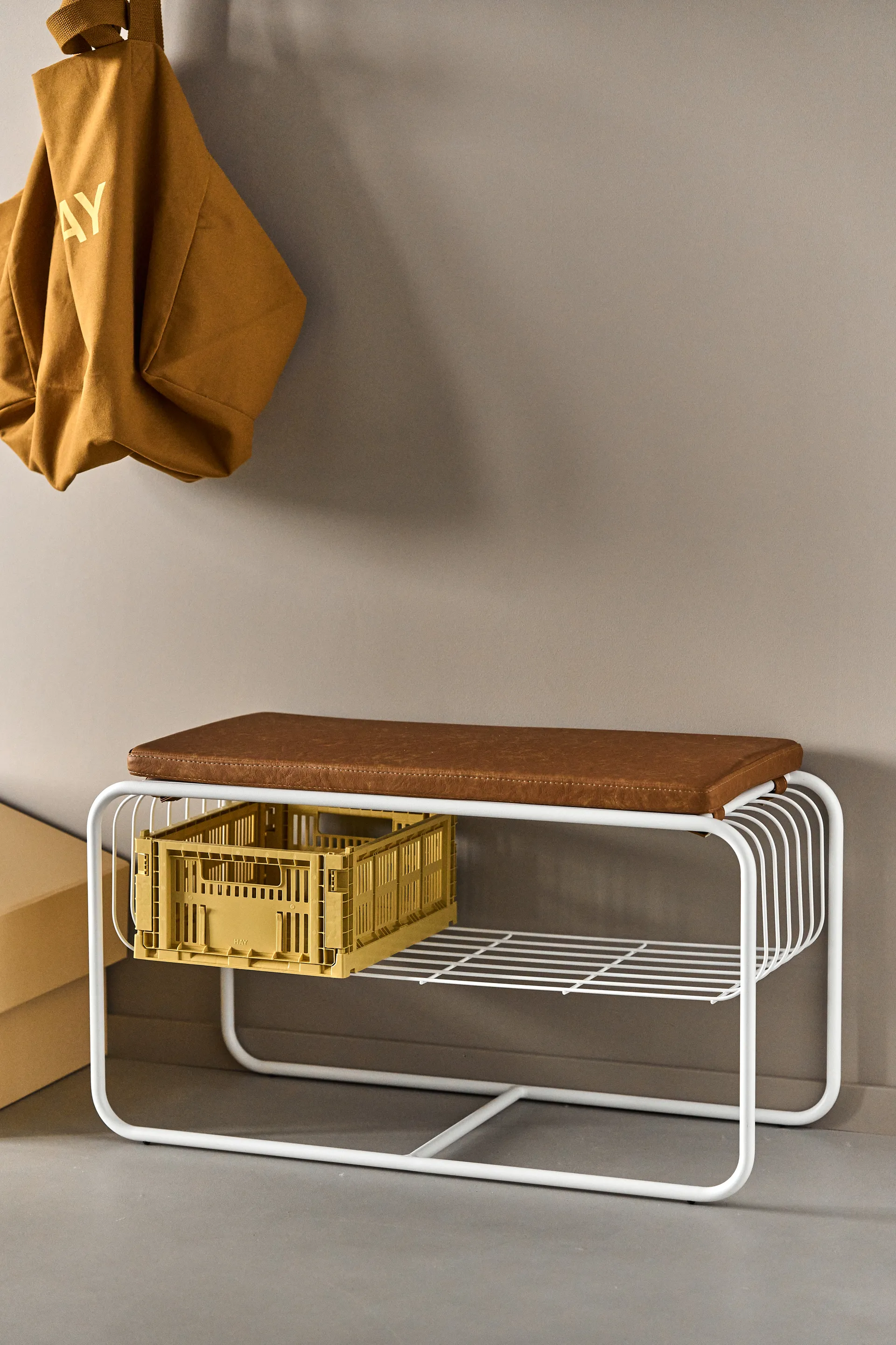 Nod bench/shoe rack 80x36x42 cm, White Scandi Living