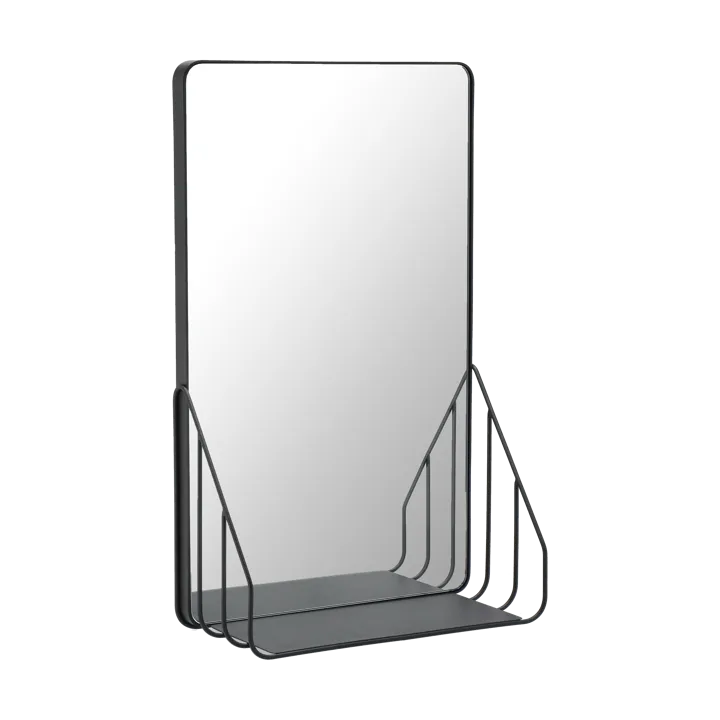 Nod mirror with shelf 30x50 cm - Black - Scandi Living