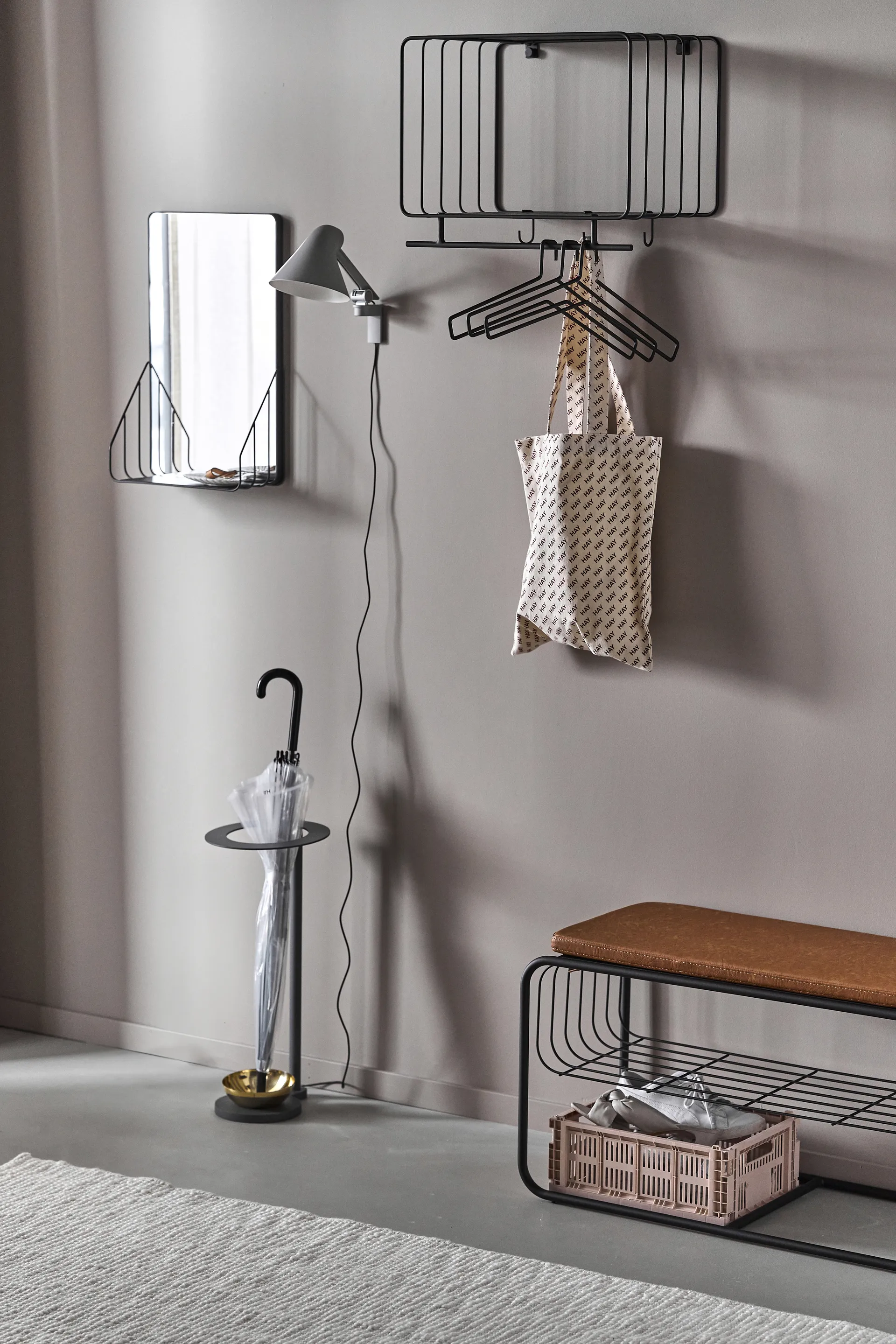 Nod mirror with shelf 30x50 cm, Black Scandi Living