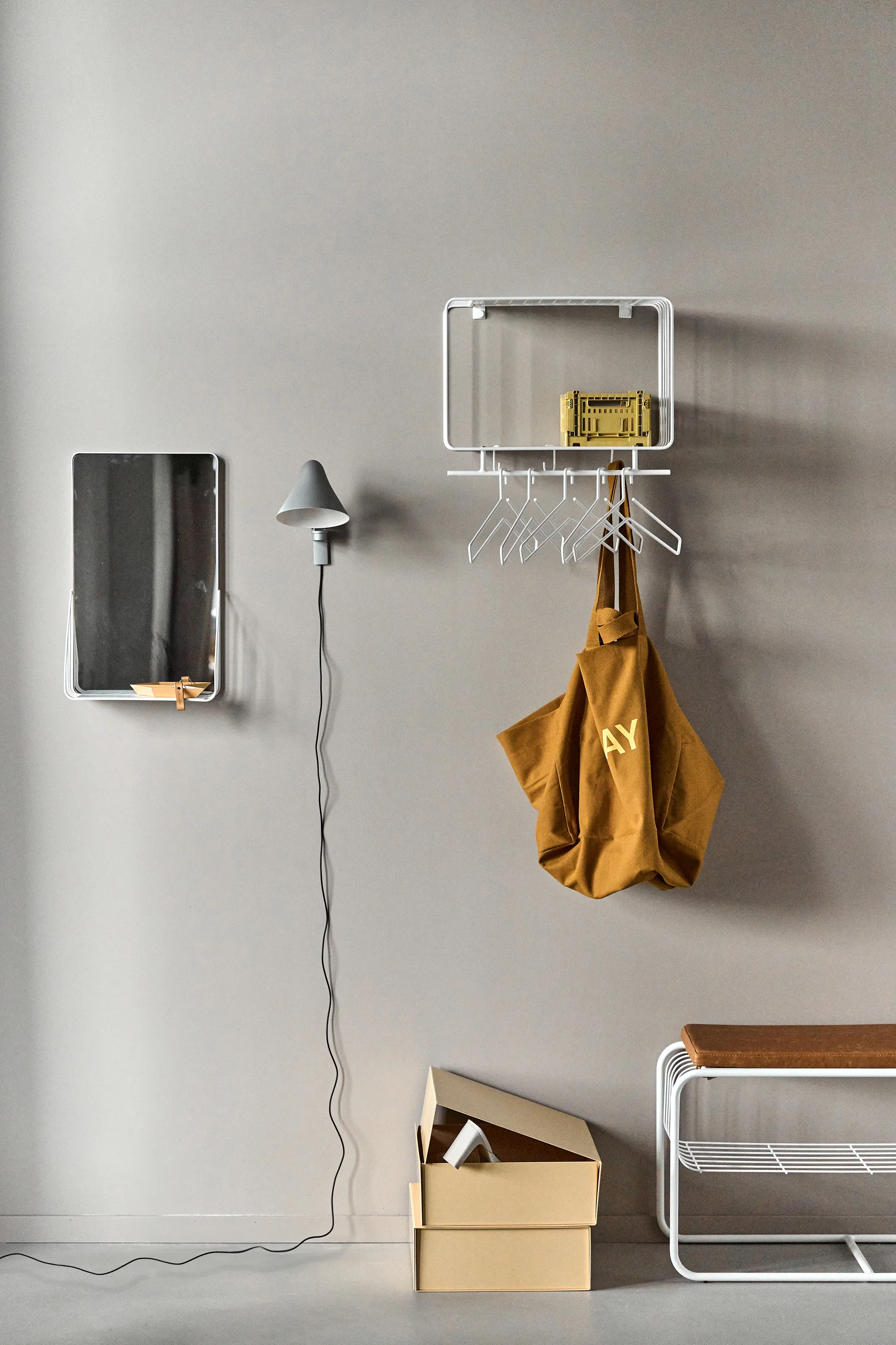 Nod mirror with shelf 30x50 cm, White Scandi Living