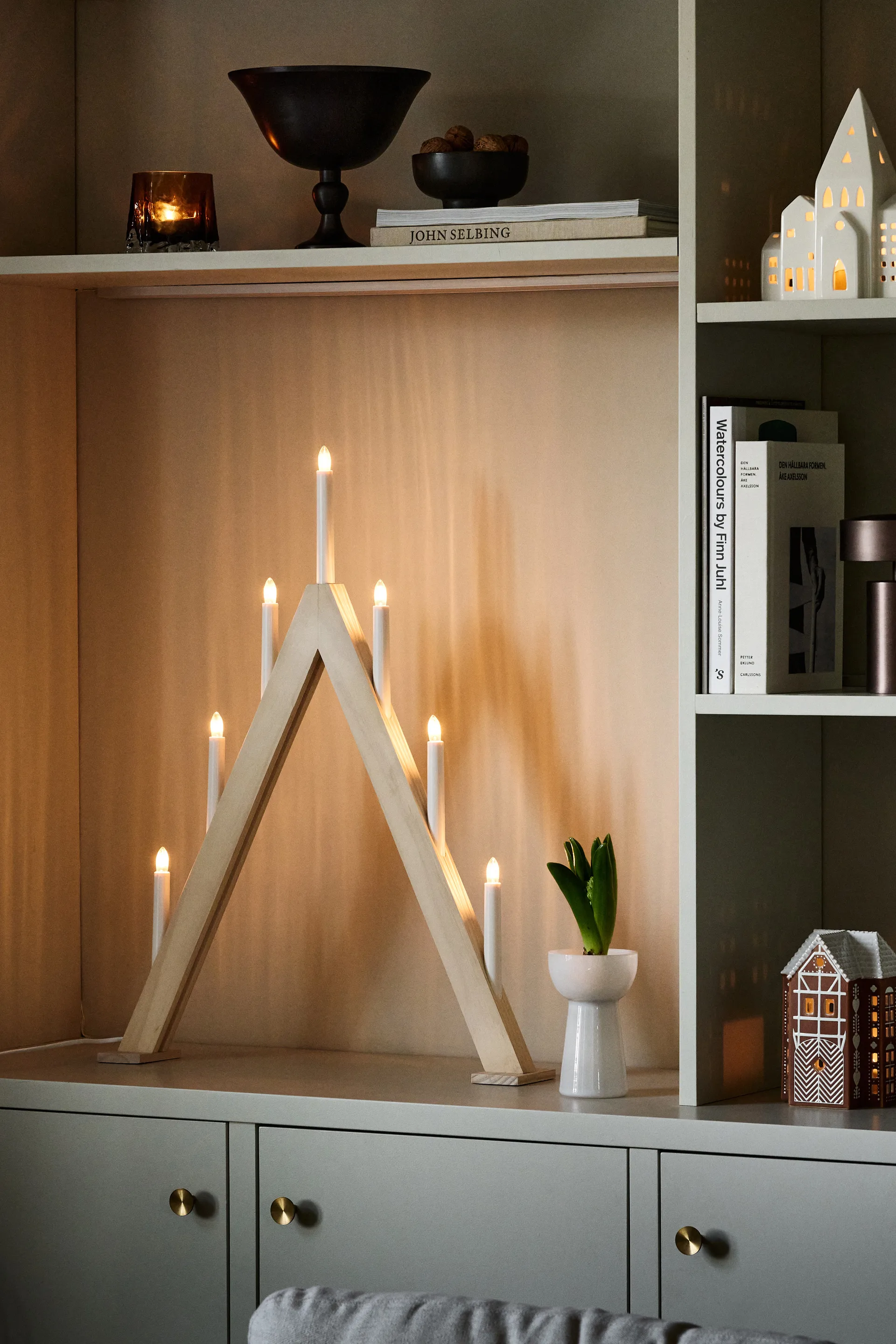 Nord advent candelabra 60 cm, White stained Scandi Living