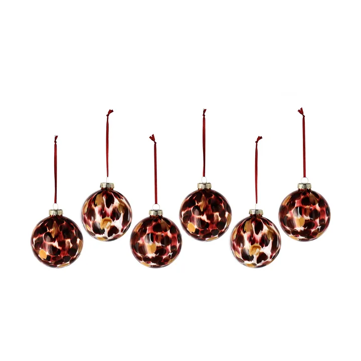Overcast Christmas bauble Ø8 cm 6-pack - Red - Scandi Living
