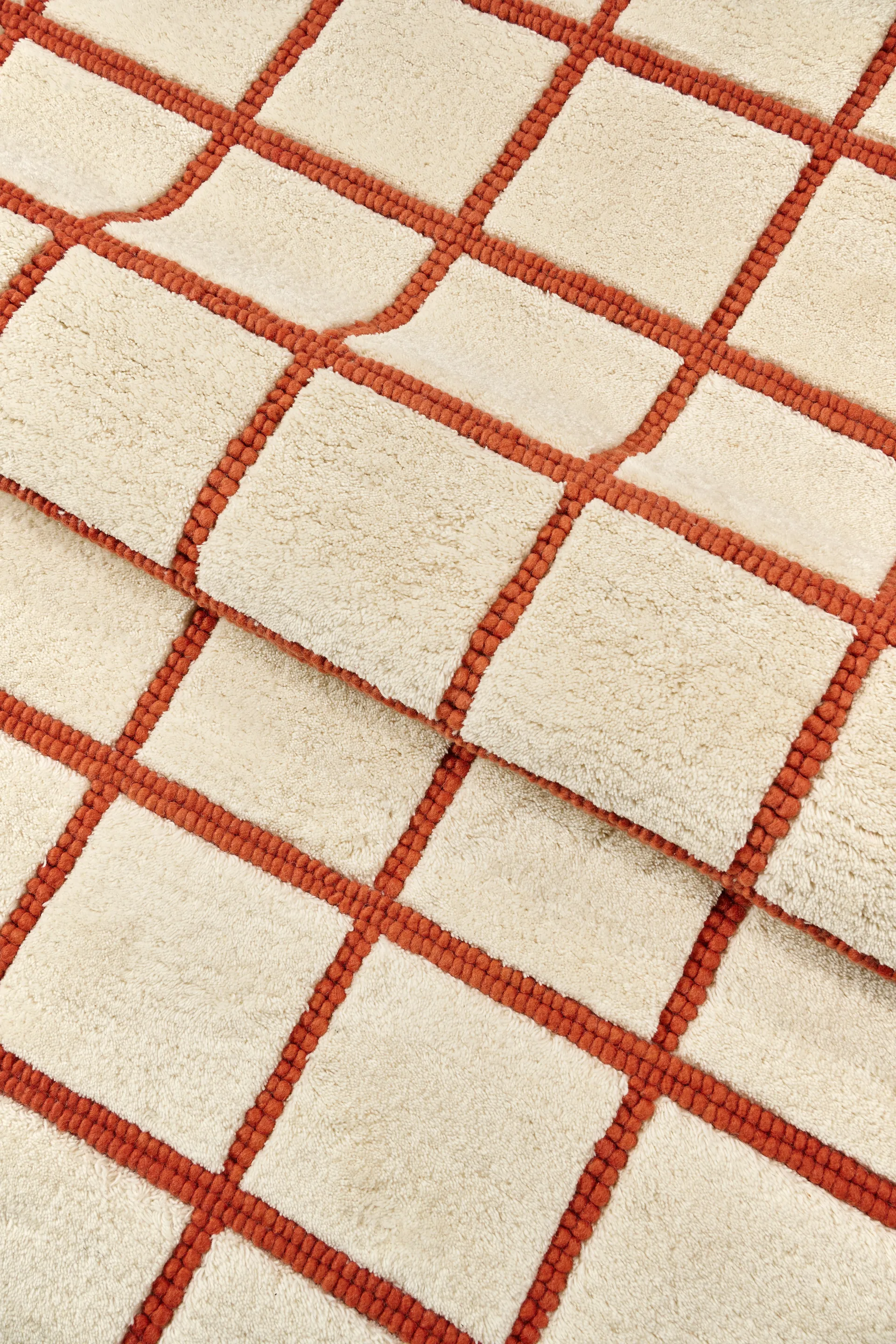 Pasture wool rug natural white/rust, 200x300 cm Scandi Living