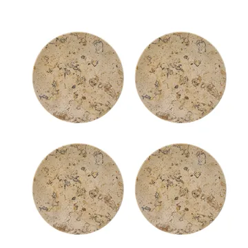 Ridge glass coasters Ø10 cm 4-pack - Marble - Scandi Living