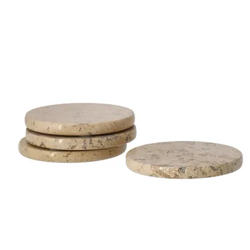 Ridge glass coasters Ø10 cm 4-pack - Marble - Scandi Living