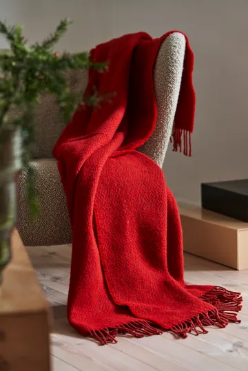 Sandstone wool throw 130x180 cm - Red - Scandi Living