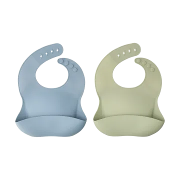 Silly bib silicone 2-pack - Green-Blue - Scandi Living