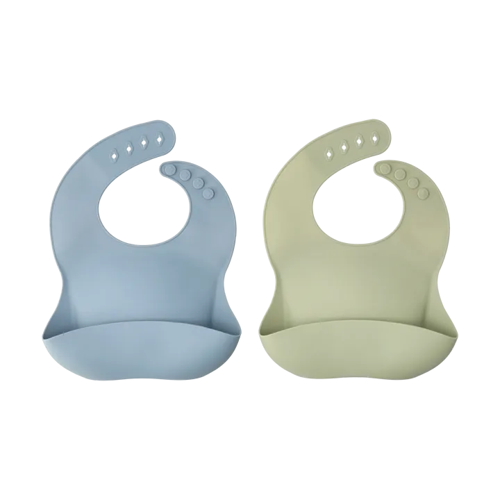Silly bib silicone 2-pack - Green-Blue - Scandi Living
