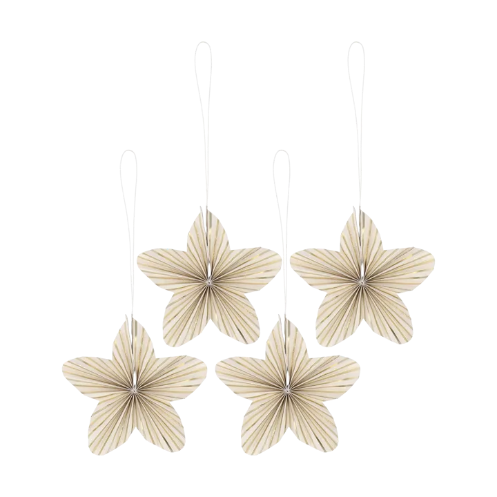Twinkle Christmas tree ornaments 4-pack - Gold striped - Scandi Living