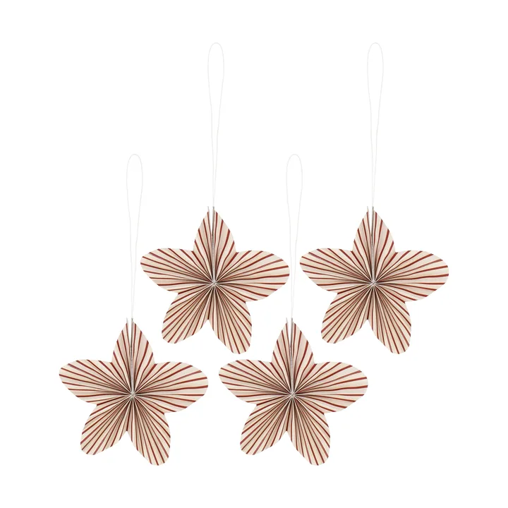 Twinkle Christmas tree ornaments 4-pack - Red striped - Scandi Living