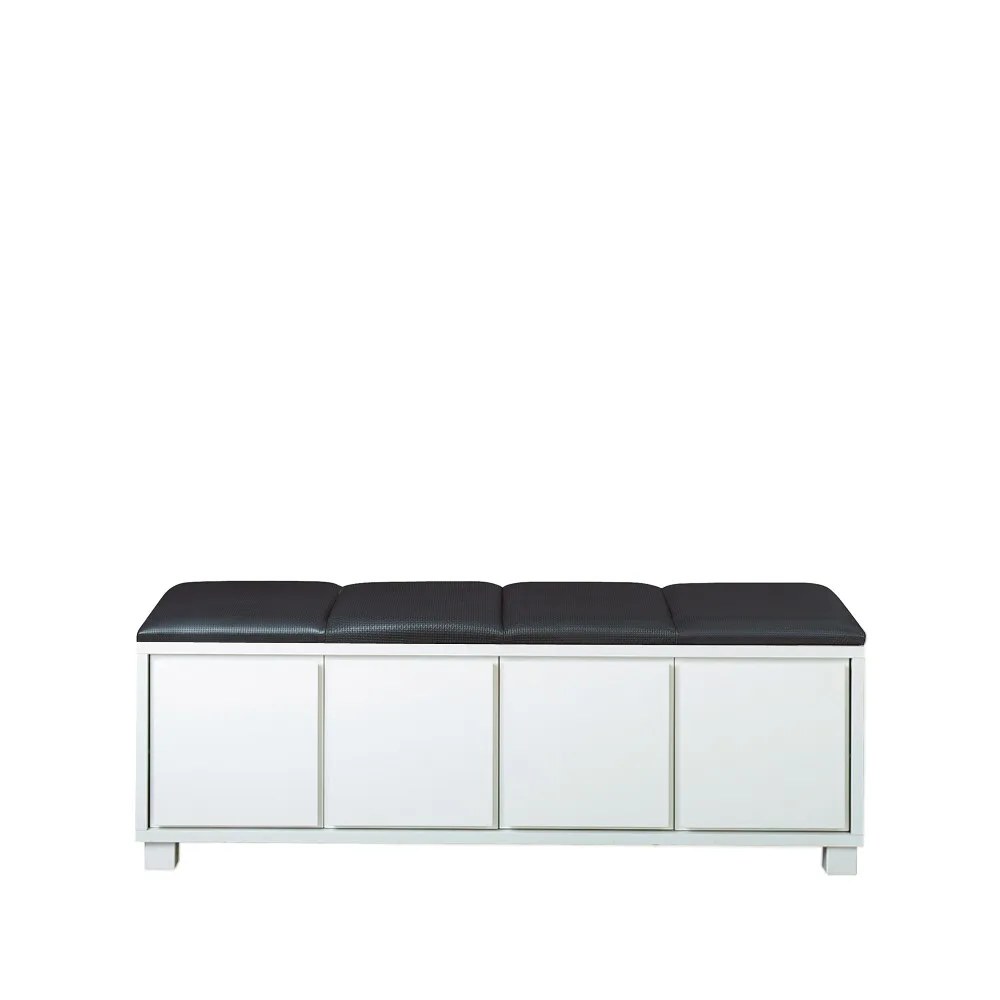 Bänk 6, Leather black. white fframee Scherlin