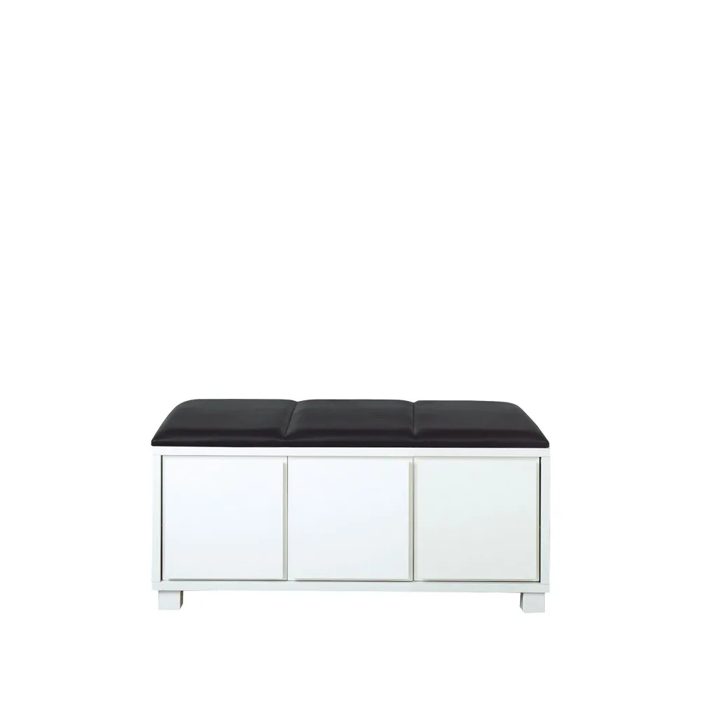 Bänk 6, Leather black. white stomme Scherlin