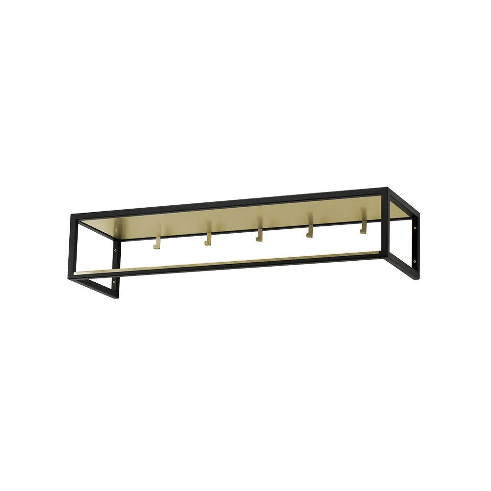Hall shelf 11, Black lacquer, brass plate Scherlin