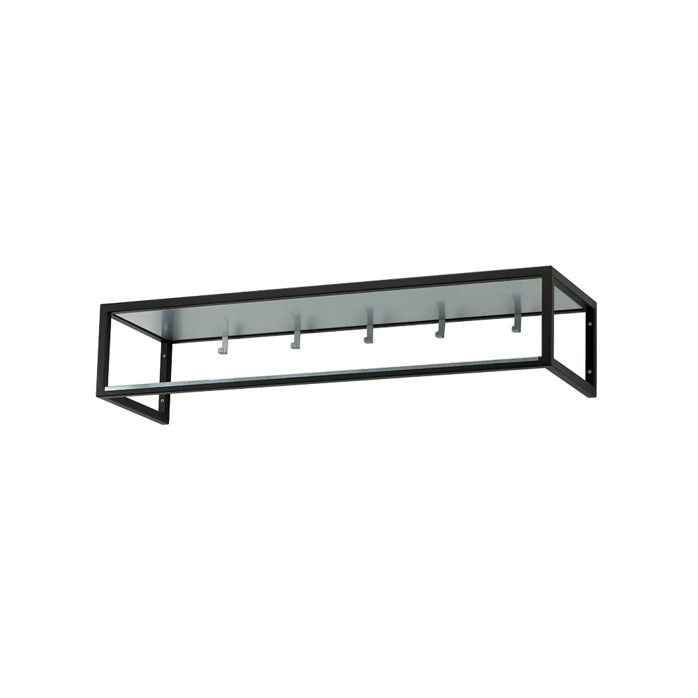 Hall shelf 11, Black lacquer, zinc plate Scherlin