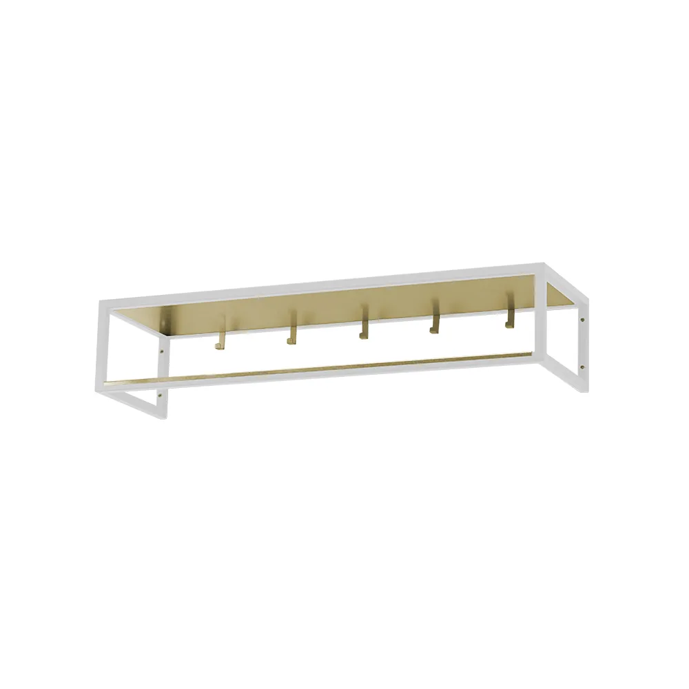 Hall shelf 11, White lacquer, brass plate Scherlin