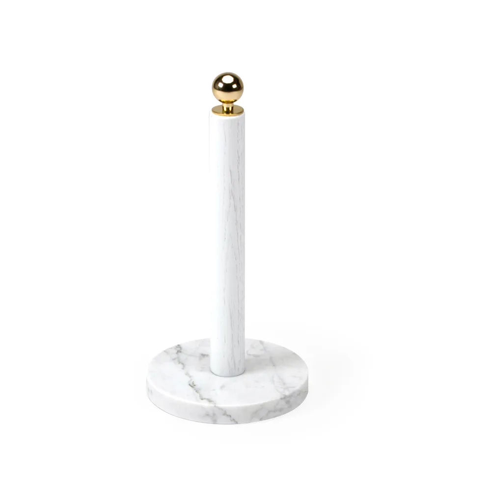 Kitchen roll holder, White, brass knob Scherlin