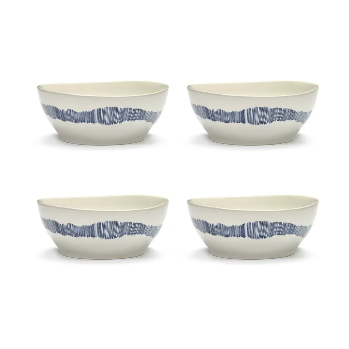Ottolenghi Feast bowl L Ø17 cm 4-pack - White-stripes blue - Serax