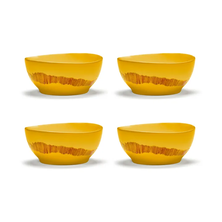 Ottolenghi Feast bowl S Ø15 cm 4-pack - Yellow stripes red - Serax
