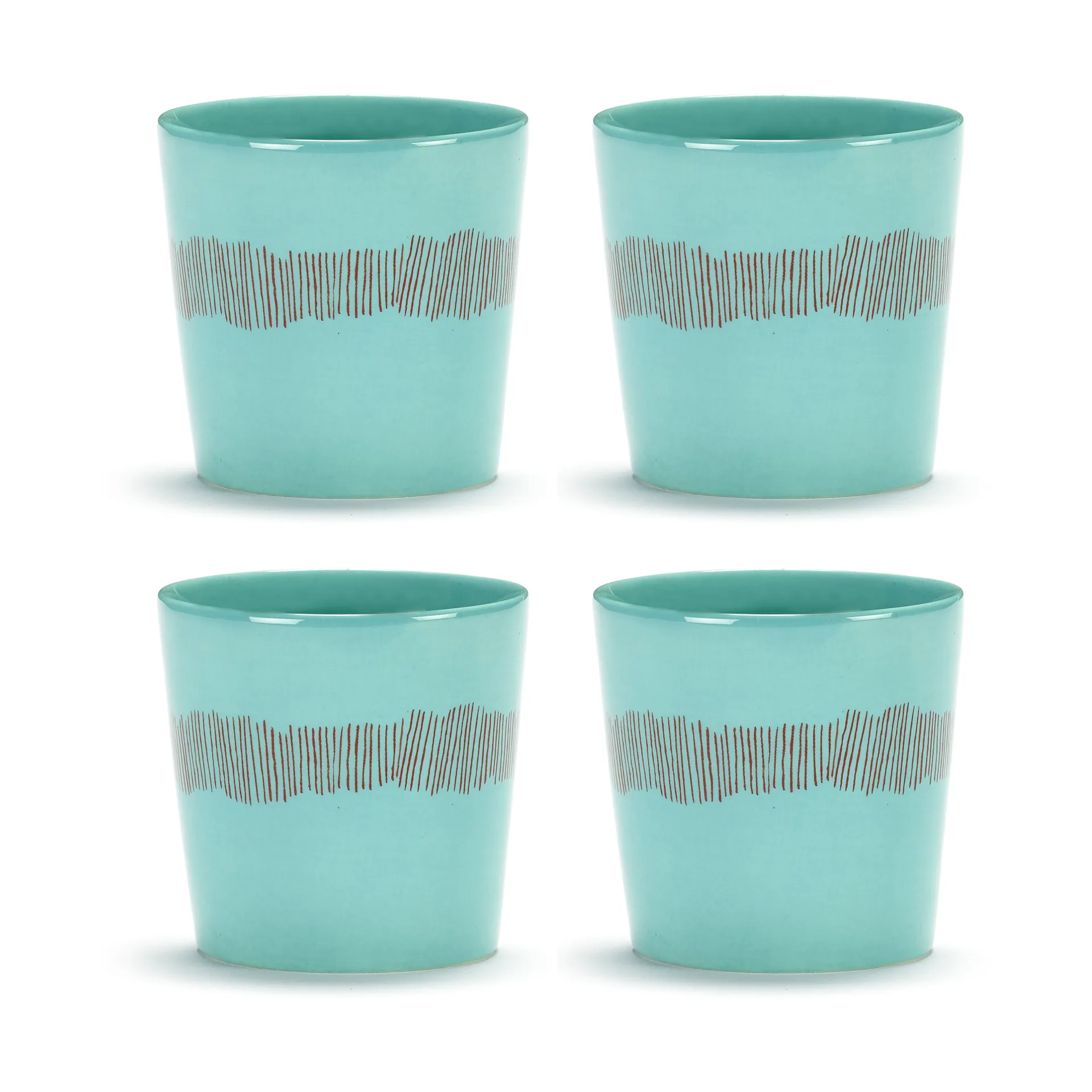 Ottolenghi Feast coffee cup 25 cl 4-pack, Azure stripes-red Serax