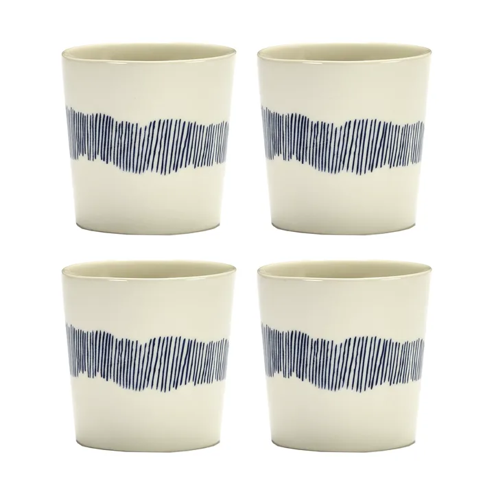Ottolenghi Feast coffee cup 25 cl 4-pack - White stripes-blue - Serax