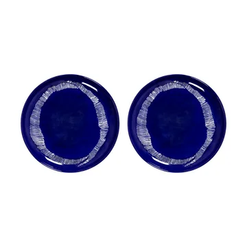 Ottolenghi Feast plate M Ø22,5 cm 2-pack - Dark blue stripes-white - Serax
