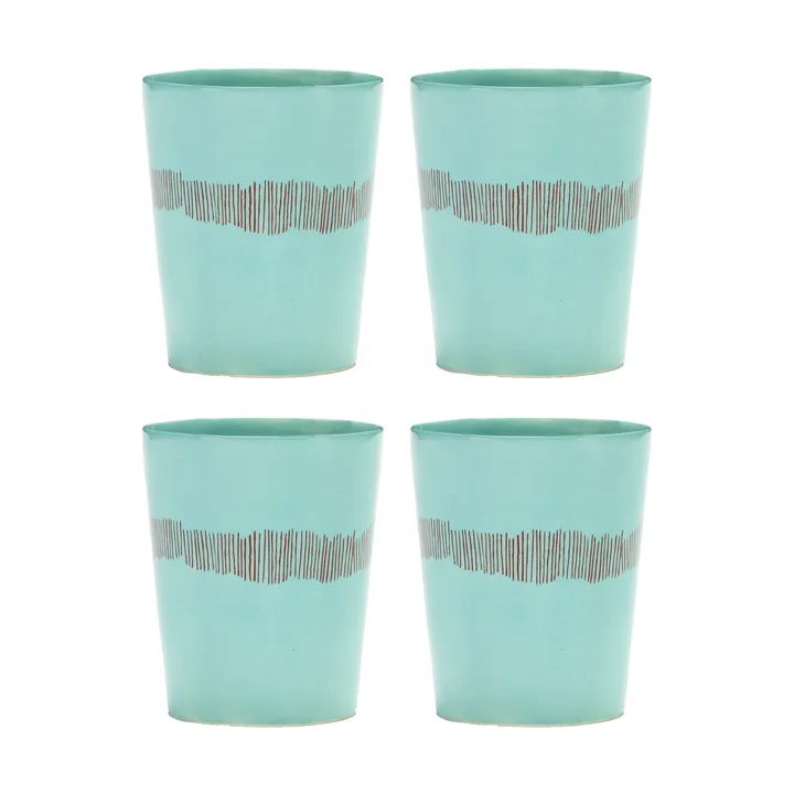 Ottolenghi Feast tea cup 33 cl 4-pack - Azure stripes-red - Serax