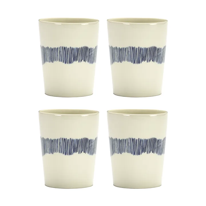 Ottolenghi Feast tea cup 33 cl 4-pack - White stripes-blue - Serax