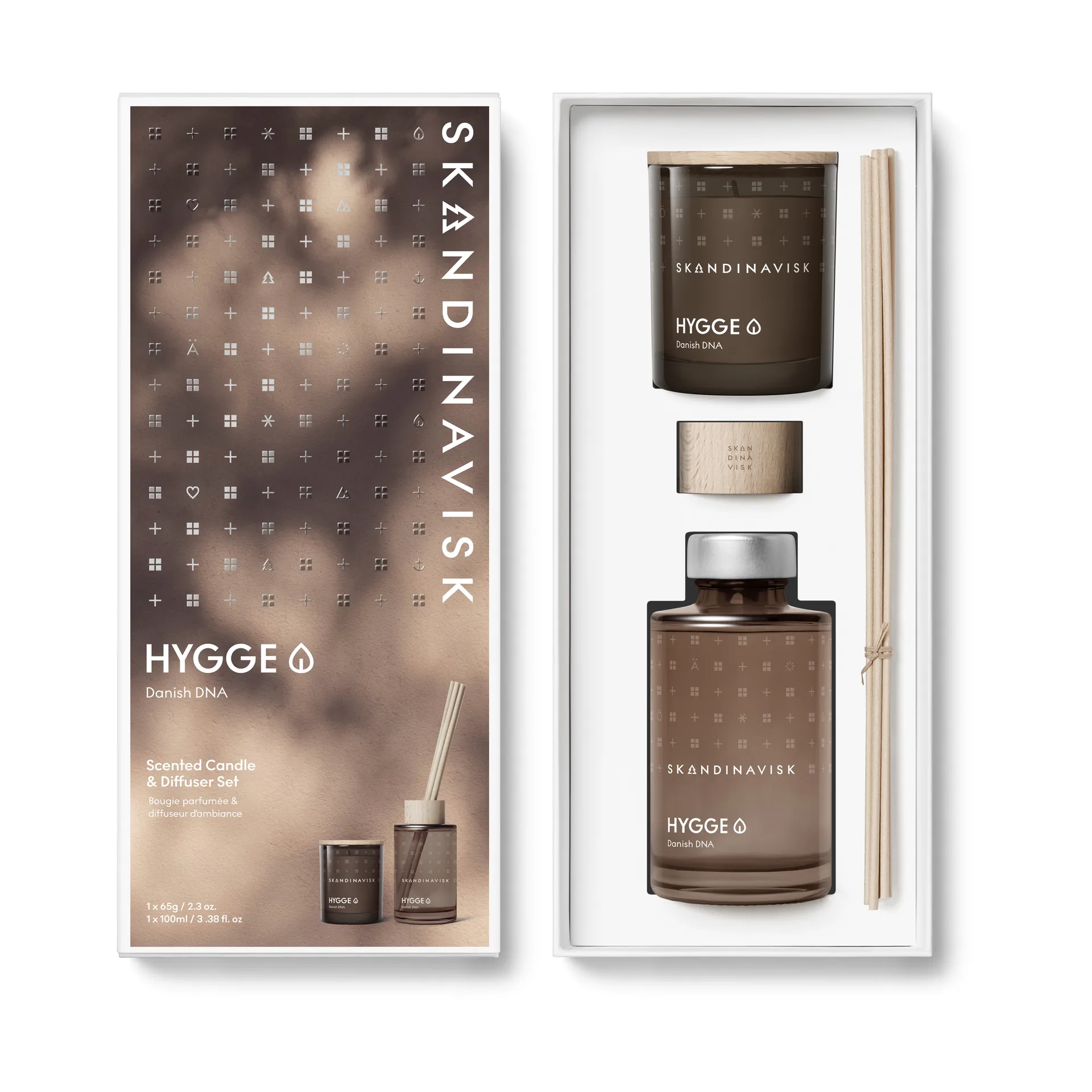 HYGGE scented candle & reed diffusers, 65 g + 100 ml Skandinavisk