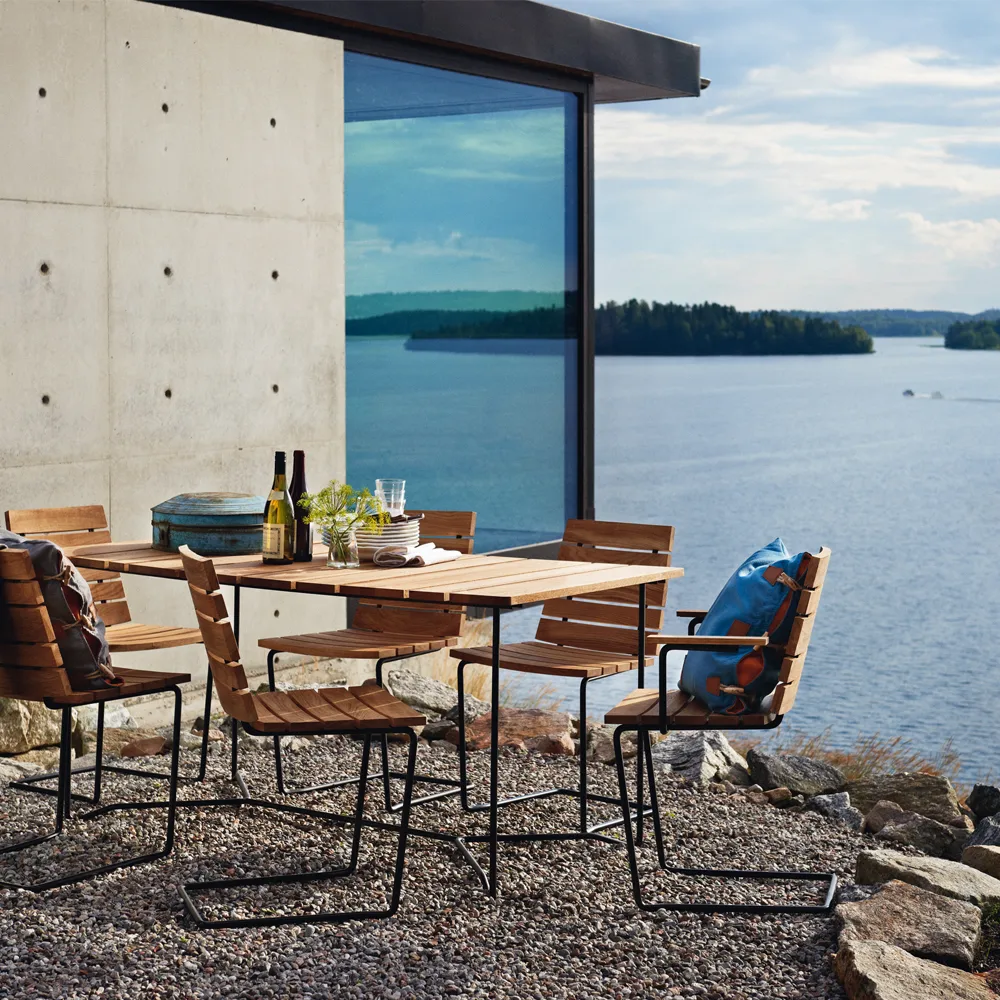 Grinda table, Teak, large, black frame Skargaarden